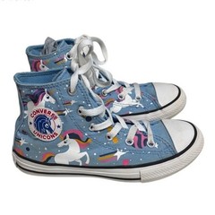 Converse Chuck Taylor All Star High Top Unicorn Blue Sneakers Girls 1 Juinor