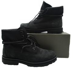 Timberland Courma Kid Roll Top Boots Youth Size 4 Black Nubuck Outdoor