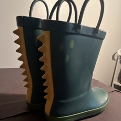Target Kids Dinosaur Rain Boots Blue/Green Yellow Spikes Pull-On Mid-Calf 12