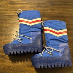 Vintage Lasco Moon Boots Blue White Red Laces 1980 Korea. Size 3-4