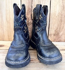 Justin Gypsy Western Cowboy Boots Black Stars Kid’s 8.5 D Rodeo