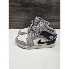 Nike Air Jordan 1 Mid White Wolf Grey Midnight Navy DQ8423-104 Kids Size 7Y