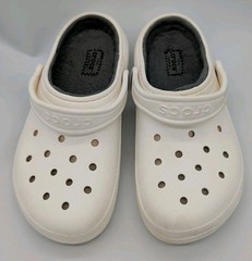 Dual Comfort Crocs Clogs White Fleece Lined Youth J3 Kids