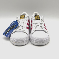 adidas Superstar C White Bold Pink Shell Toe Sneakers Kids 1.5 / 33 EU BA8382