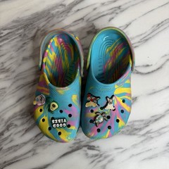 Crocs Classic Marbled Tie Dye Clogs Blue Pink Yellow Toddler SzJ 2 Girls Slip On