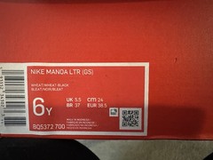 Nike Manoa LTR GS Boots Wheat Black Unisex Kids US 6Y BQ5372-700
