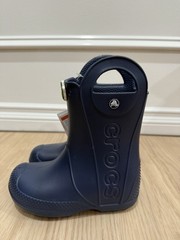 Crocs Handle It Rain Boots Youth Sz C12 Dark Bluez Rubber Pull On Handles