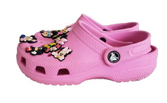 Crocs Classic Clog Junior Size J1 Taffy Pink Kids Slip on Shoes Mickey & Minnie