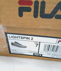 Fila Grey Lightspin Black Running Sneaker Lime Green Athletic Shoes Kids Sz 7