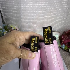 (P5) Dr. Martens Combat Boots Leather Pink Lace Up Side Zip Size 3 big boy
