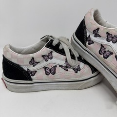 Vans Old Skool Pink Embroidered Butterflies Kids Size 2