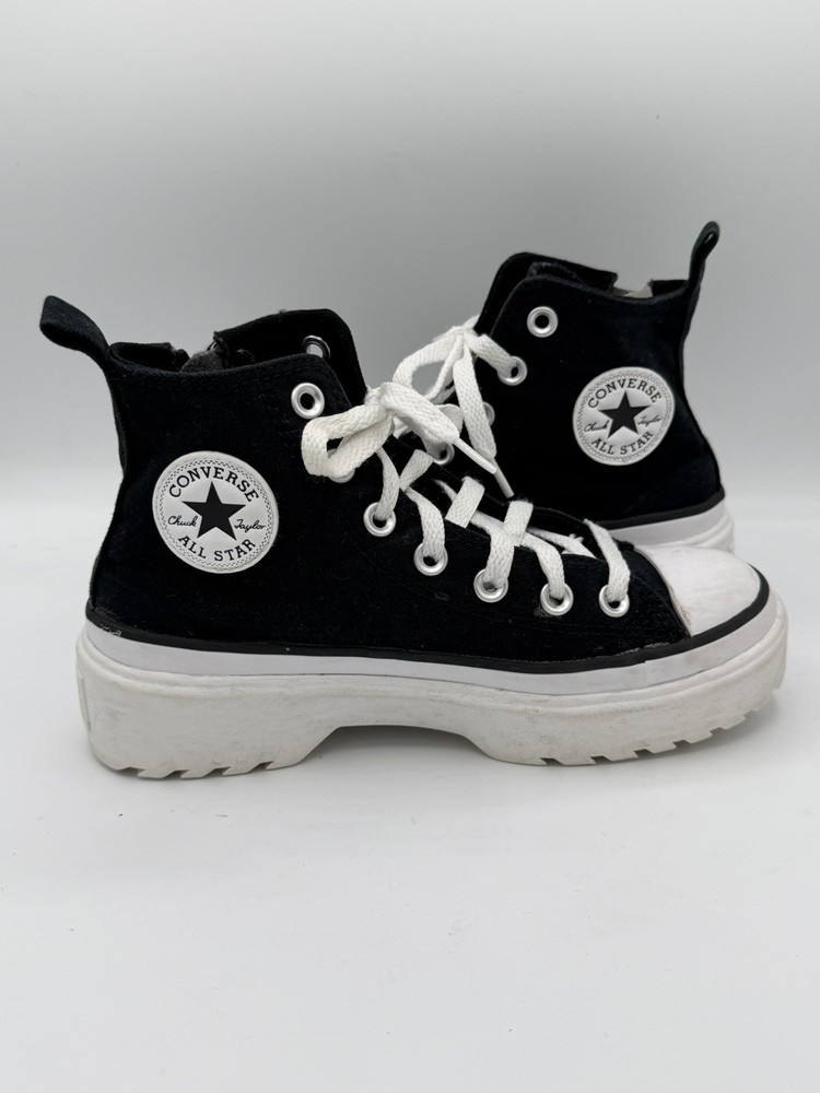 Converse Lugged Lift Platform Black White Sneakers Youth Size 3