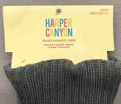 HARPER CANYON FLEECE RAINBOW BOOT LINER KIDS LARGE BOOT SIZE 1-2 GRAY