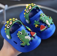 Dark Blue Dinosaur Rubber Sandals for Kids – Size 9C ( 16 cm )