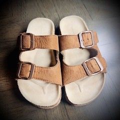 Tommy Bahama Leather Slides Adjustable Double Strap Buckle Sandals Kids S(12.5)