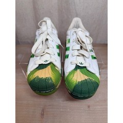 Adidas Superstar Kids Green Camo Shell Toe Sneakers 462522 White Green Size 2.5Y