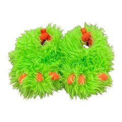 Monster Paw Slippers Kids Size 2 Neon Green Orange Faux Fur Fuzzy Wonder Nation