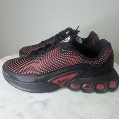 Size 5.5Y/7W Nike Air Max DN GS Black Red Kids Athletic Sneakers Mesh Breathable