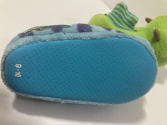 Disney Pixar Monster Inc. Pull On Slippers Kids Size 9-10 Blue/Green