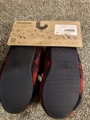 NWT Dearfoams Lil Bear Red Blàck Plaid Slippers Sherpa Boys/Girls 11/12 Holiday