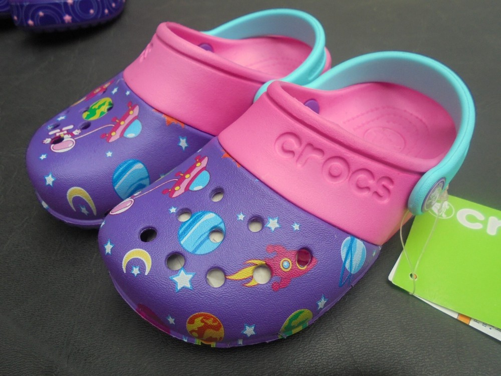 New Crocs Electro II Galactic Clog Childs 10 Neon Purple/Neon Magenta