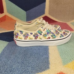 Vans Authentic Dragon Skateboarding Print Kids Shoes Cream Purple 13.5 Kids