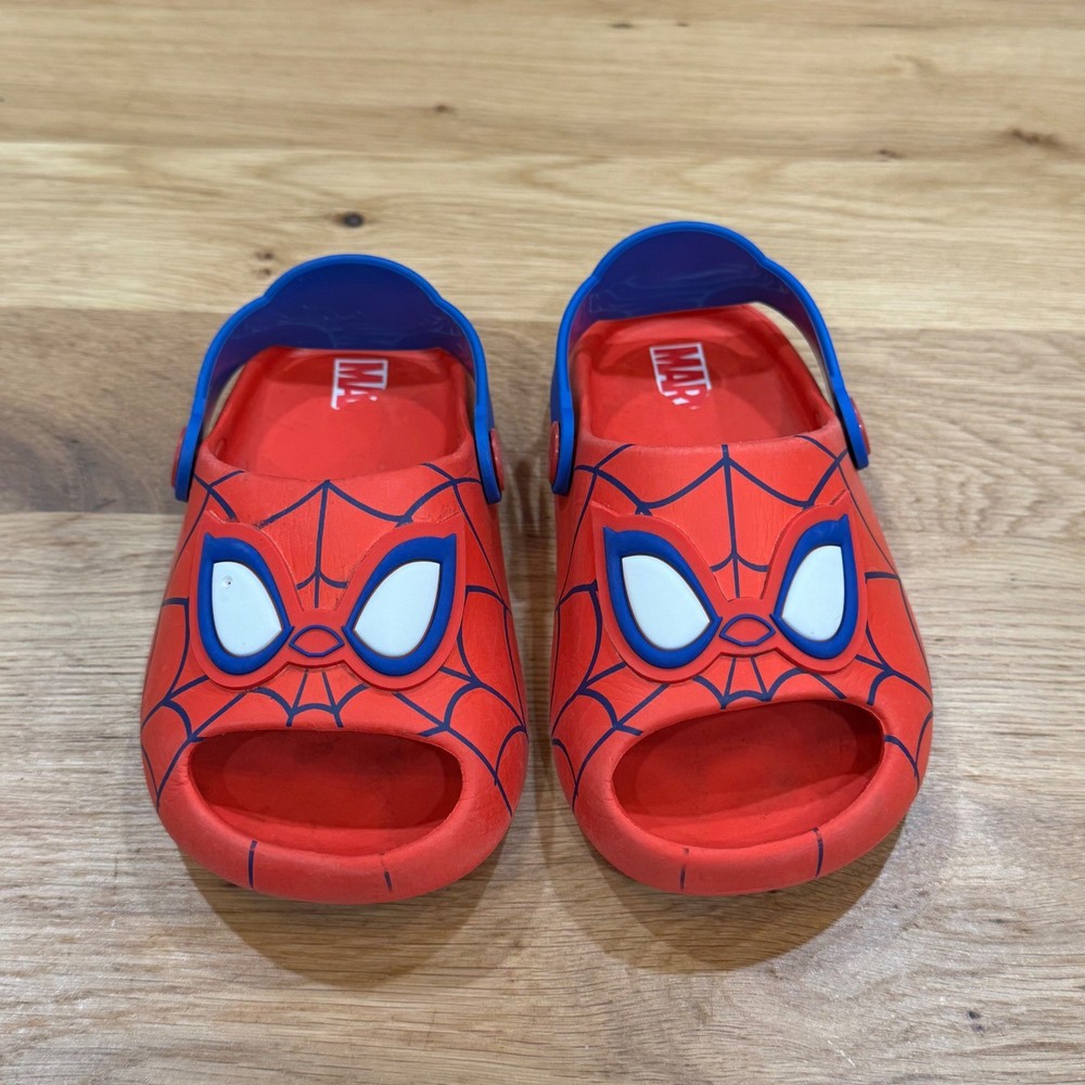 Marvel Spider-Man Kids Clogs Red Blue Web Graphic Sandals Ground Up Size 9