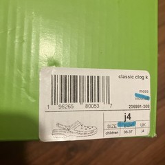 Crocs Classic Clog K Moss Green Slip On Shoes Youth Junior Size 4 NEW