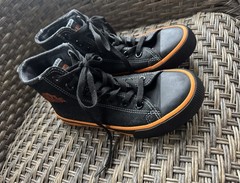 Harley Davidson Kids High-Top Sneaker Black Canvas/Leather Trim Orange Accents 4