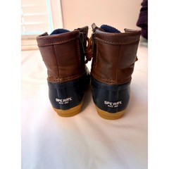 Sperry Saltwater Duck Boots Navy Brown Kids Size 10M Preppy Rain boot