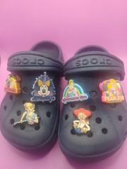 CROCS Toddler C8 Navy Blue Classic Clogs Shoes w/ Jibbitz