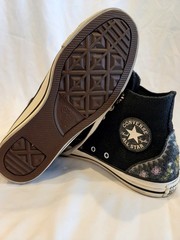 Converse Chuck Taylor All Star Black Floral High Top Sneakers Unisex Adults US 9