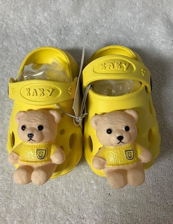 Yellow Teddy Bear Clogs Indoor Outdoor Summer Soft Sole Toddler Size 13 New