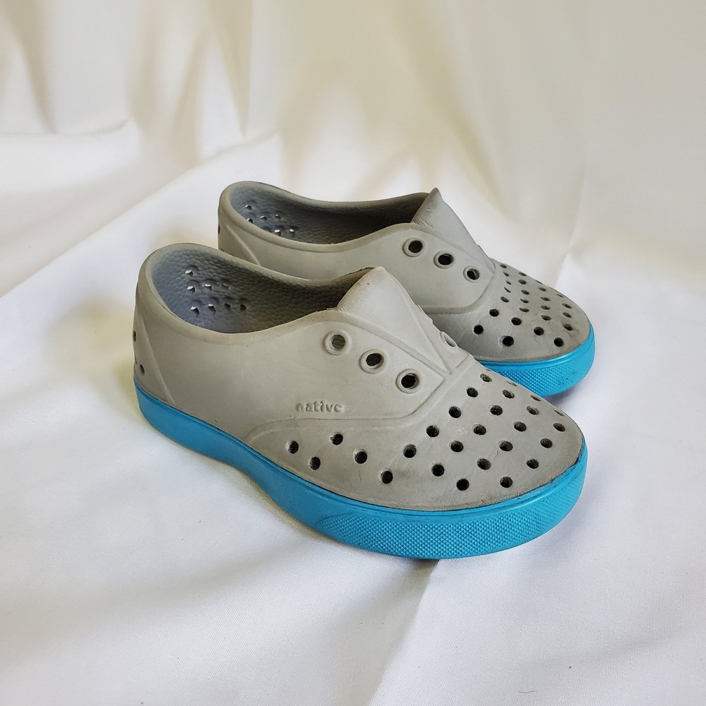 native jefferson slip on grey and blue unisex kids shoes c7