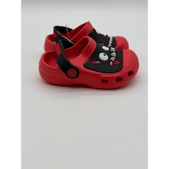 Kids Monster Face Clogs Red Black Slip On Water Shoes Size 6 Toddler