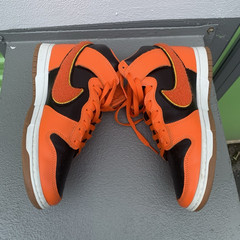 Nike Dunk High Unisex Kids Size 8 Orange/Black Leather High Top DB8569-002