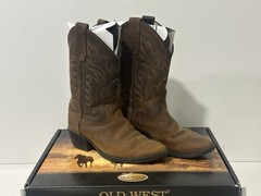 Old West Leather Cowboy Boots Children’s Size 13 D Brown