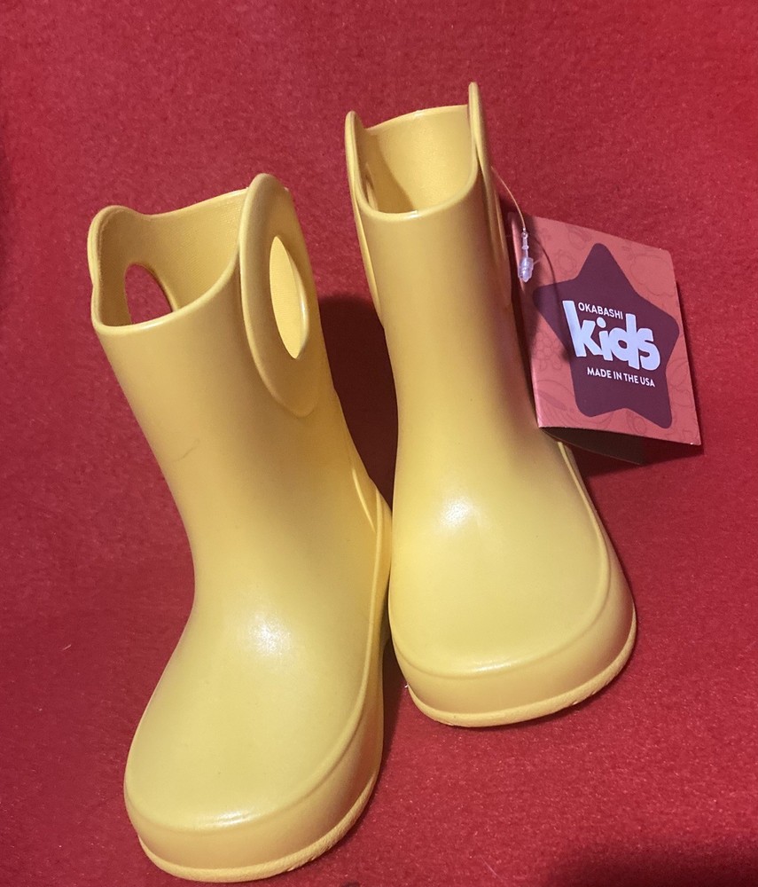 OKABASHI Kid’s Kendall Yellow (Size 6) Rain Boots/Waterproof Easy-on Handles