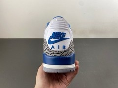 Nike Air Jordan 3 Retro Kids 9.5 White/Blue Elephant Print Leather Low Top