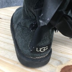 UGG Boots Youth 1 Bailey Bow II Shearling Black Pull On Ankle Top Comfort Casual