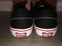 NEW Vans Doheny Flame Check Sidewall Black White Red Skate Shoe Youth Size 6 Y