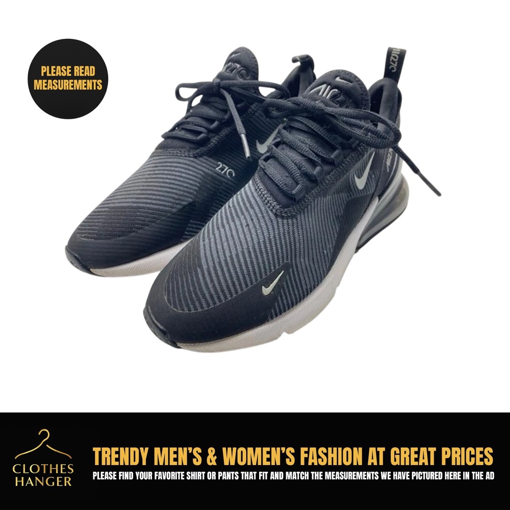 Nike Air Max 270 Youth Size 7 AR0301-008 Black White Running Shoes 1561