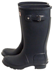HUNTER Original JFT6000RMA Tall Matte Rubber Rain Boots Kids Black Size 3B-4G