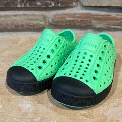 Native Jefferson Bright Green and Black Slip On Sneakers