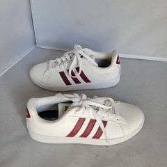 Adidas Cloudfoam Advantage White Red Gold Tennis Shoes Kids Size 5