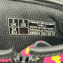 Dr. Martens 1460 J Boots Teens Size 3 Black Pink Leopard Ankle Combat 1460J
