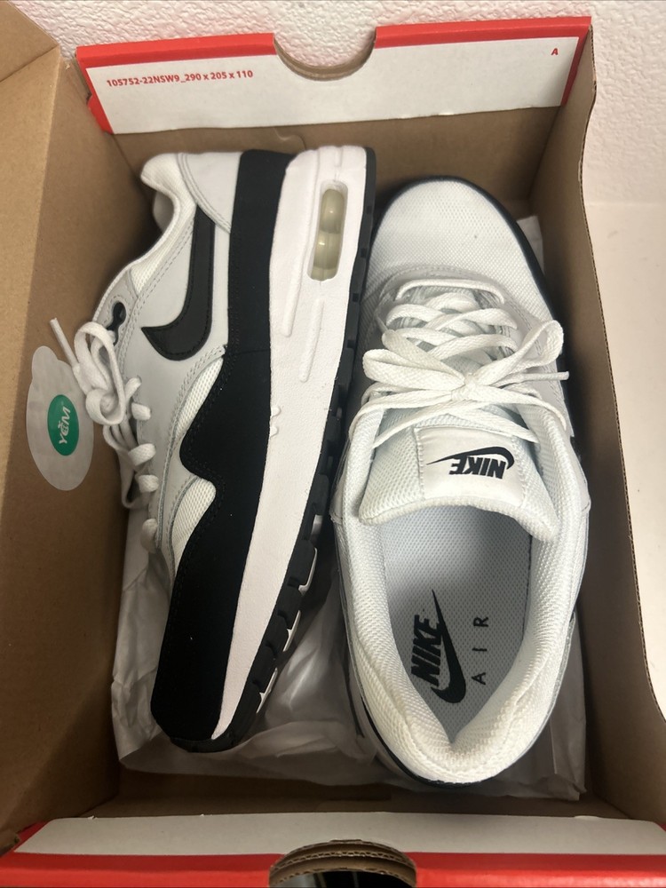 Nike Air Max 1 GS White/Black Low Top Mesh Sneaker DZ3307-106 Size 7Y New