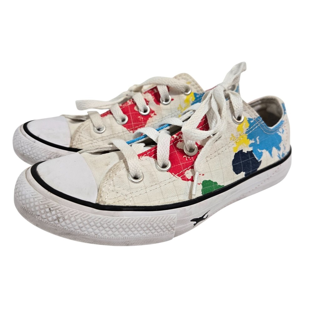 Converse All Stars Youth Size 1 / 32 World Map sneakers Geography Travel Canvas