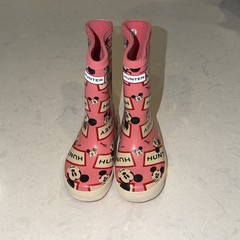 Hunter x Disney Mickey Mouse Rain Boots UK 8 US 10G Pink Wellies