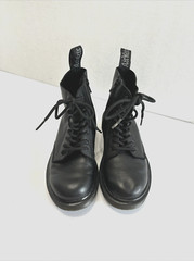 Dr. Martens Pascal Mono 1460 Black Leather Zipper Unisex Kids Combat Boot Size 1